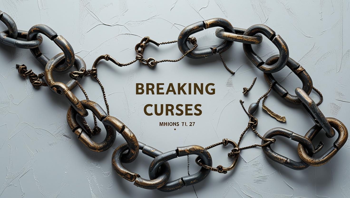 Broken chains with bible verses to remove curses text overlay background