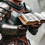 Christian warrior using spiritual attack scriptures for divine protection shield