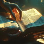 Bible verses on anger displayed with peaceful prayer hands and open scripture book