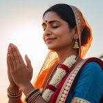 woman praying with open hands receiving blessings for the new week on Monday morning