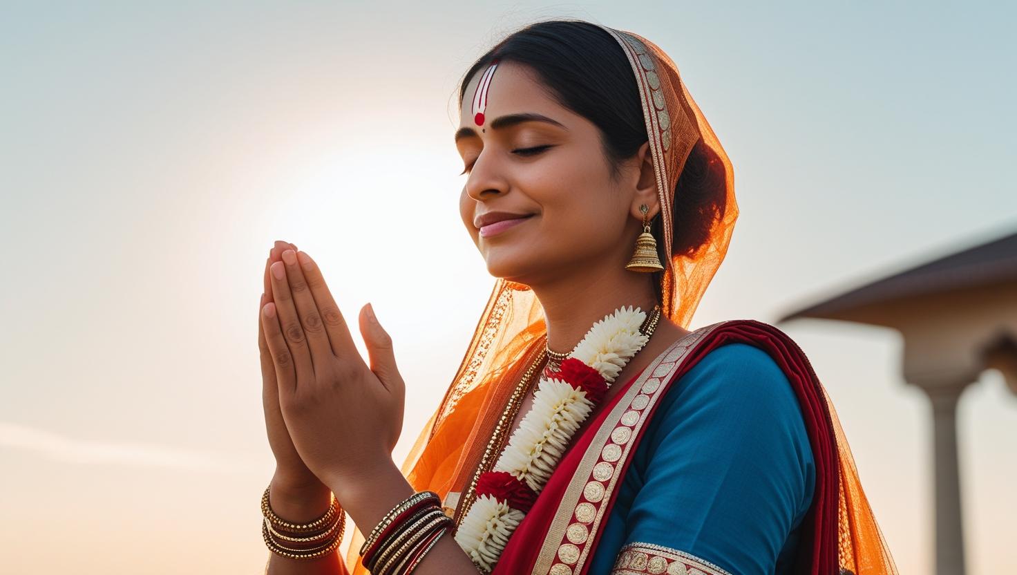 woman praying with open hands receiving blessings for the new week on Monday morning