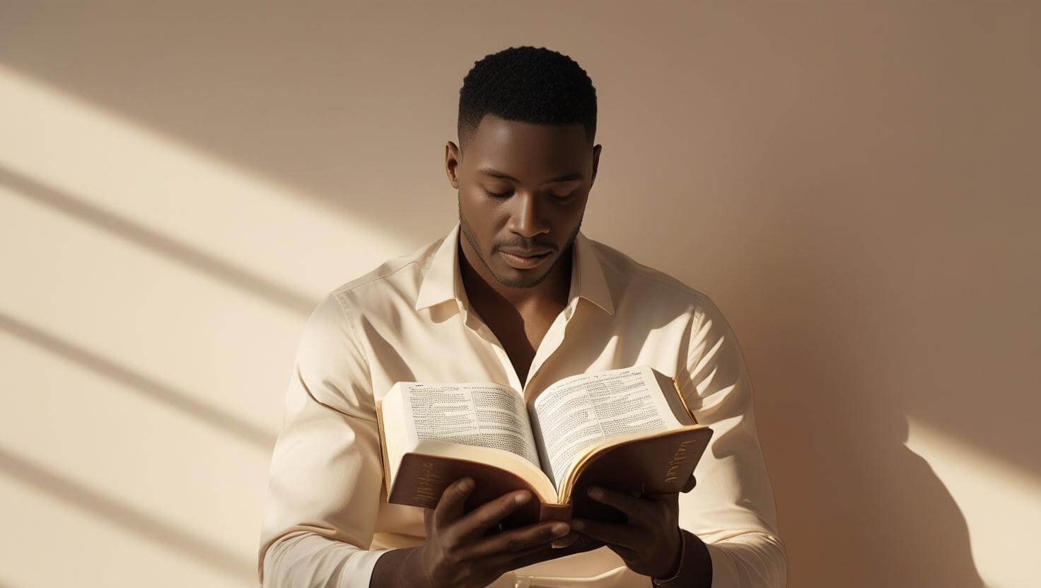 Person reading bible verses about living life with purpose during peaceful morning devotional time