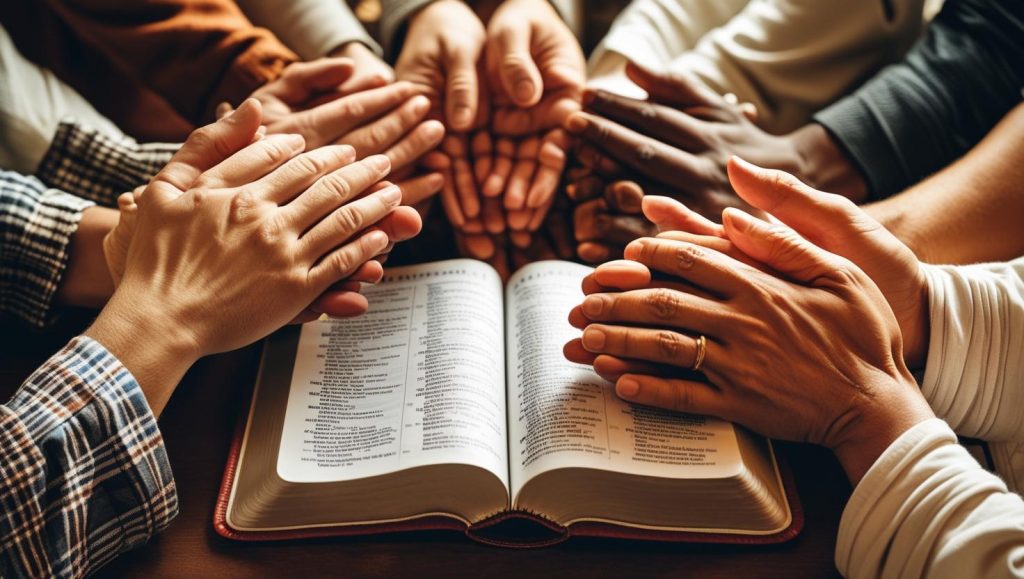 Prayers for thanksgiving with open Bible