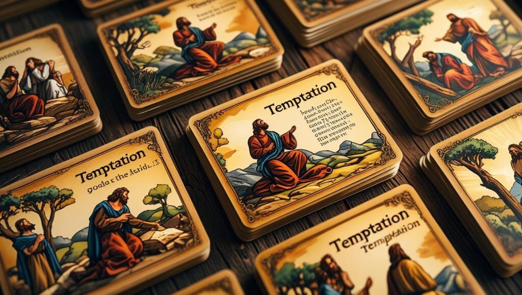 Scriptures on temptation written in elegant calligraphy with floral design elements