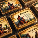 Scriptures on temptation written in elegant calligraphy with floral design elements