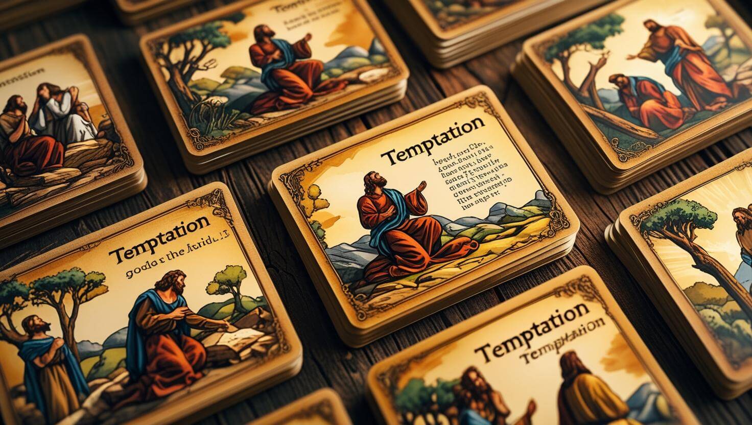 Scriptures on temptation written in elegant calligraphy with floral design elements