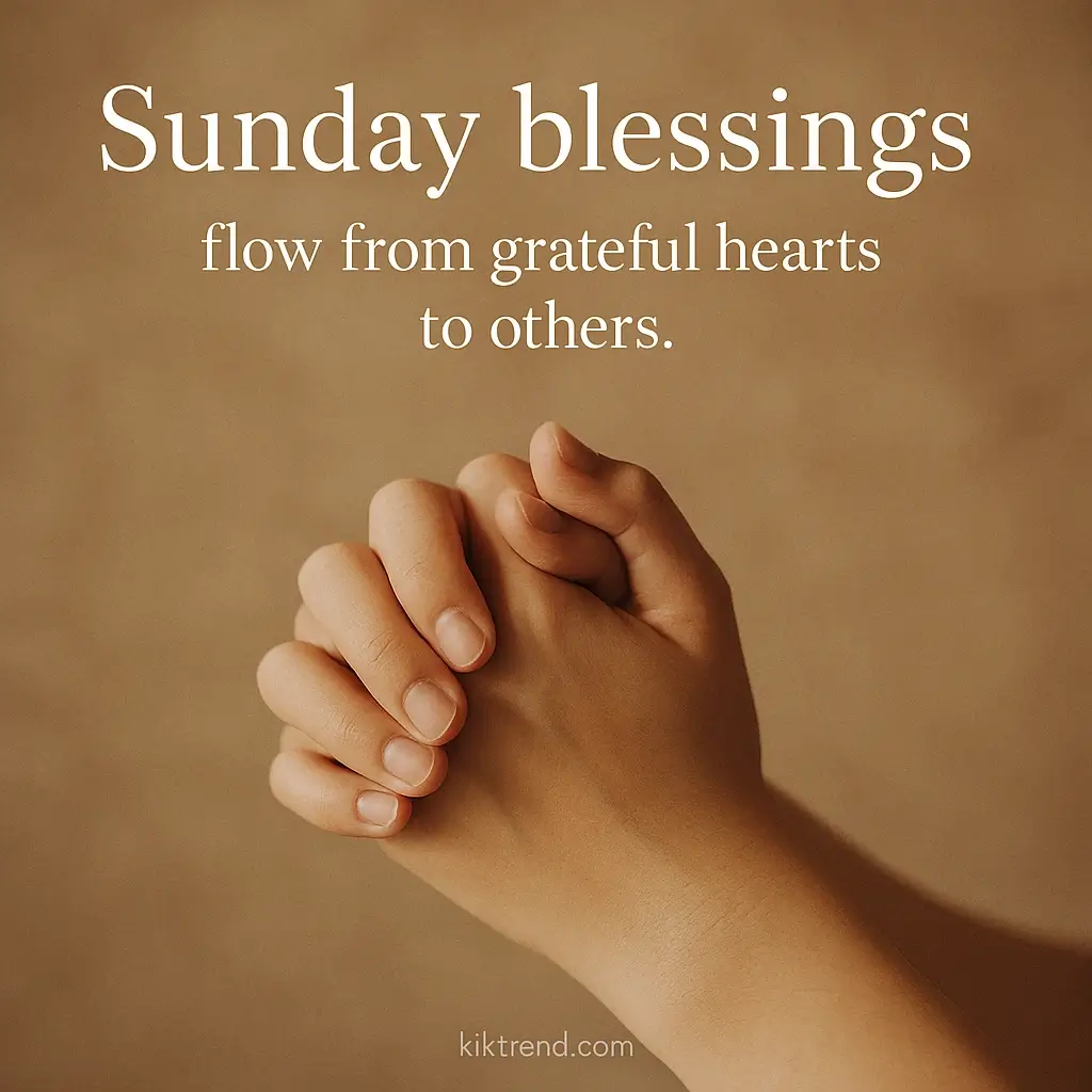 Hands folded in prayer with Sunday blessings and prayers inspiration for morning devotion time