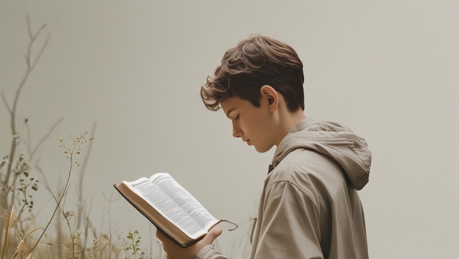 Person reading scriptures on temptation from Bible during quiet devotional time