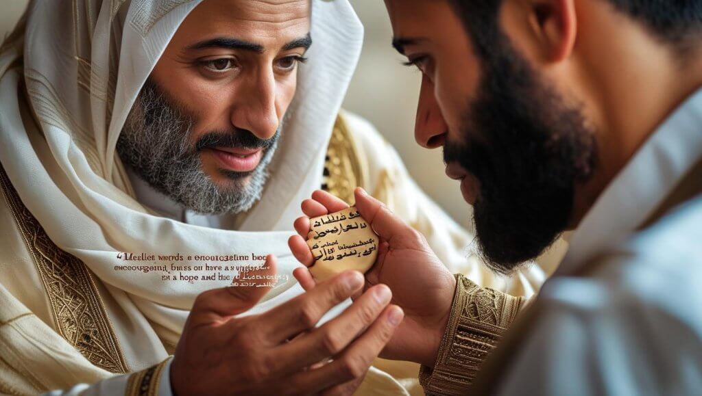 Bible quotes about not giving up with open scripture and praying hands on wooden table